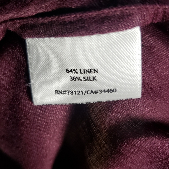 Eileen Fisher Maroon Linen / Silk Button Blouse Size L - Picture 3 of 5